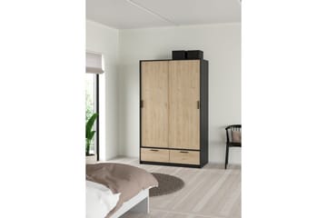 Tetsu Garderobe 121x200 cm - Mørk grå/Natur - Oppbevaring - Garderober & garderobesystem