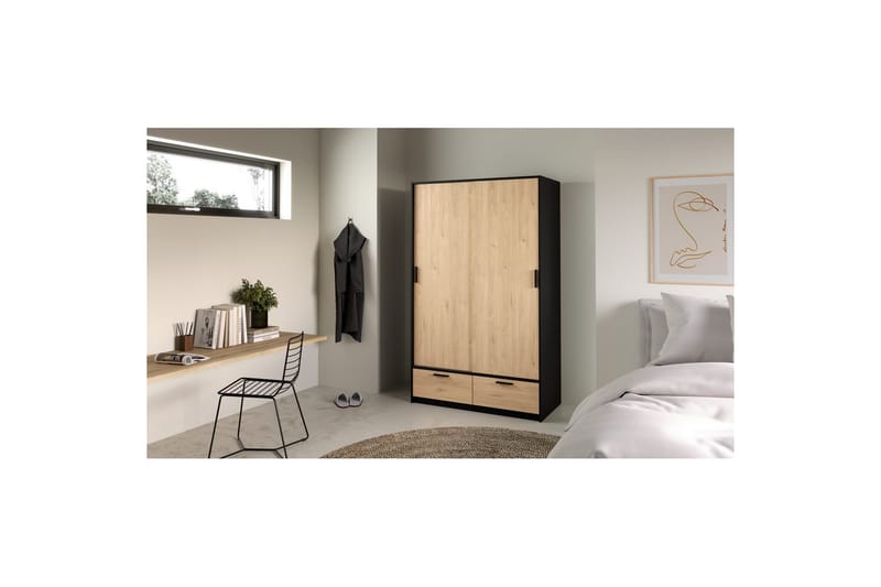 Tetsu Garderobe 121x200 cm - Mørk grå/Natur - Oppbevaring - Garderober & garderobesystem