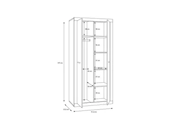 Tolovgrad Garderobe 54x92 cm - Grå/Hvit - Oppbevaring - Garderober & garderobesystem
