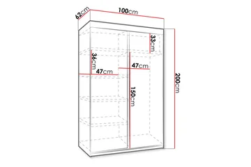 Top Garderobe 100x62x200 cm - Oppbevaring - Garderober & garderobesystem