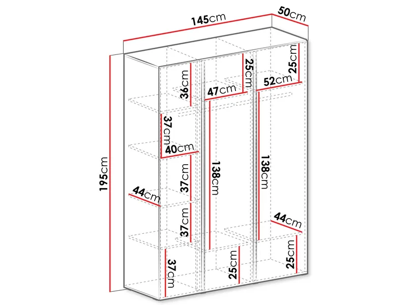 Travic Garderobeskap 145 cm - Oppbevaring - Garderober & garderobesystem
