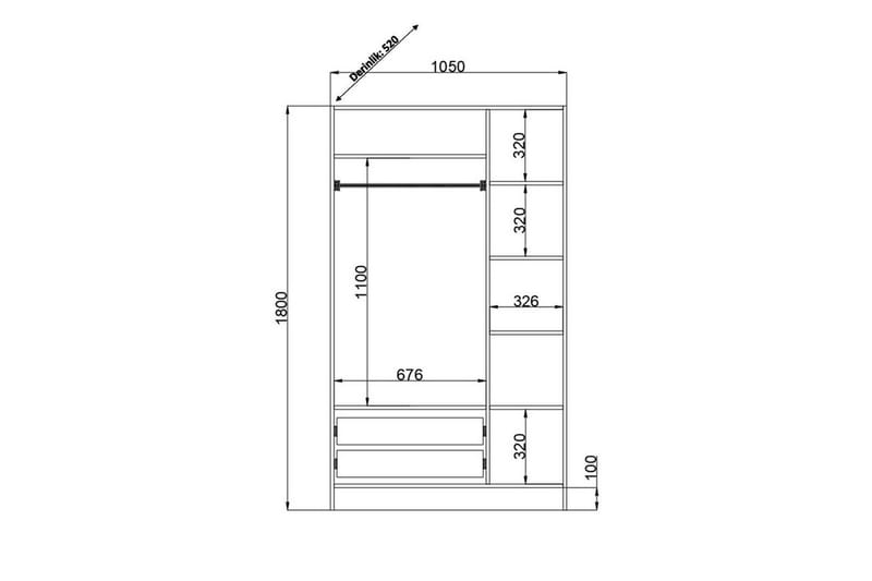 Travric Garderobe 105x180 cm - Matt Hvit - Oppbevaring - Garderober & garderobesystem