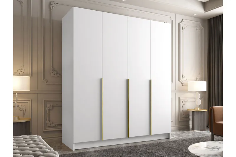 Vadstena Garderobe 200 cm - Hvit/Gull - Oppbevaring - Garderober & garderobesystem