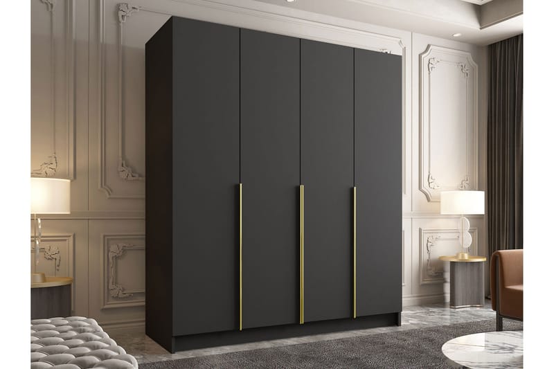 Vadstena Garderobe 200 cm - Svart/Gull - Oppbevaring - Garderober & garderobesystem