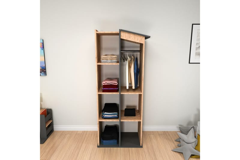 Valerin Garderobe 72x179,8 cm - Brun/Antrasitt - Oppbevaring - Garderober & garderobesystem