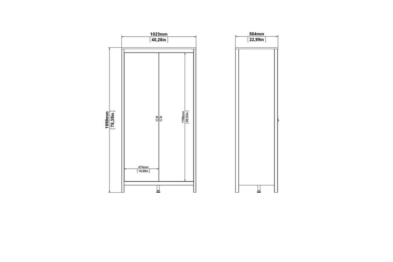 Vallvidera Garderobe 102,3x199 cm - Svart - Oppbevaring - Garderober & garderobesystem