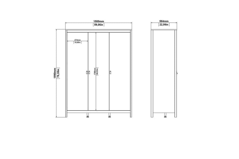 Vallvidera Garderobe 150x199 cm - Svart - Oppbevaring - Garderober & garderobesystem