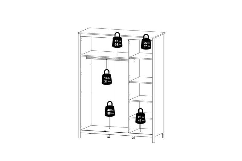Vallvidera Garderobe 150x199 cm - Svart - Oppbevaring - Garderober & garderobesystem