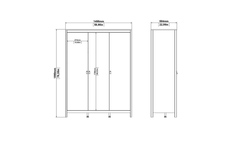 Vallvidera garderobeskap 58x150 cm - Hvit - Oppbevaring - Garderober & garderobesystem