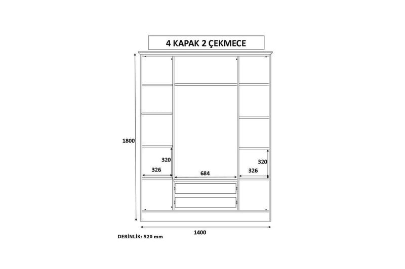 Varin Garderobe 140x180 cm - Matt Hvit - Oppbevaring - Garderober & garderobesystem