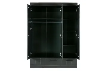Varius Garderobe 140x53 cm 3 Dører - Furu/Svart - Oppbevaring - Garderober & garderobesystem