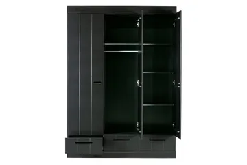 Varius Garderobe 140x53 cm 3 Dører - Furu/Svart - Oppbevaring - Garderober & garderobesystem