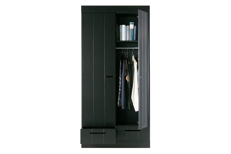 Varius Garderobe 94x53 cm 2 Dører - Furu/Svart - Oppbevaring - Garderober & garderobesystem