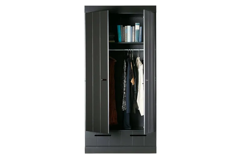 Varius Garderobe 94x53 cm 2 Dører - Furu/Svart - Oppbevaring - Garderober & garderobesystem