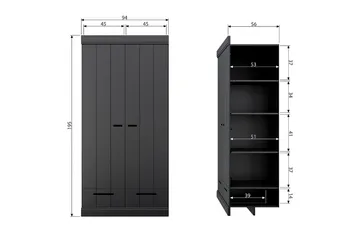 Varius Garderobe 94x53 cm 2 Dører - Furu/Svart - Oppbevaring - Garderober & garderobesystem