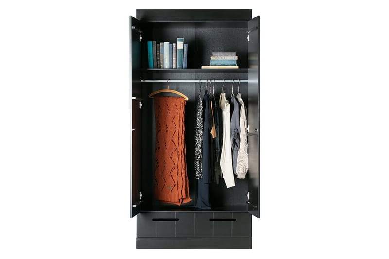 Varius Garderobe 94x53 cm 2 Dører - Furu/Svart - Oppbevaring - Garderober & garderobesystem