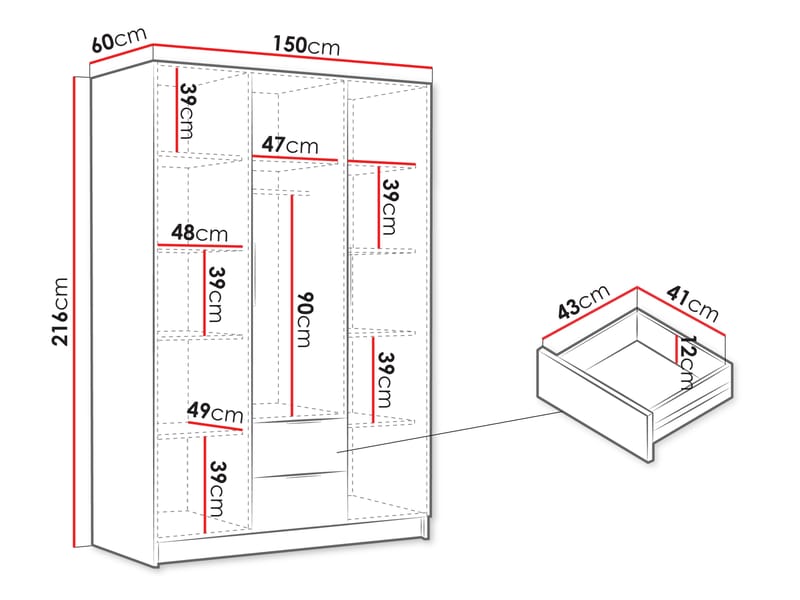 Varros Garderobeskap 150x216 cm - Beige - Oppbevaring - Garderober & garderobesystem