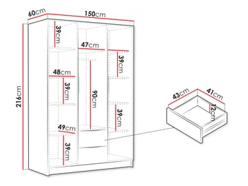Varros Garderobeskap 150x216 cm - Hvit - Oppbevaring - Garderober & garderobesystem