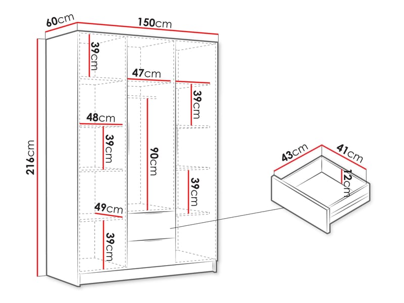 Varros Garderobeskap 150x216 cm - Hvit - Oppbevaring - Garderober & garderobesystem