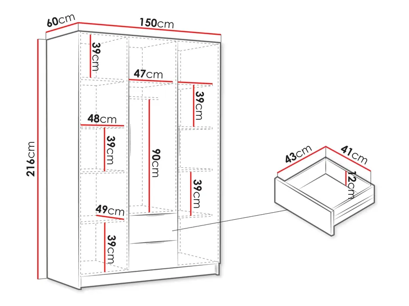 Varros Garderobeskap 150x216 cm - Hvit - Oppbevaring - Garderober & garderobesystem