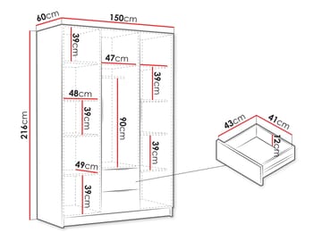 Varros Garderobeskap 150x216 cm - Svart - Oppbevaring - Garderober & garderobesystem