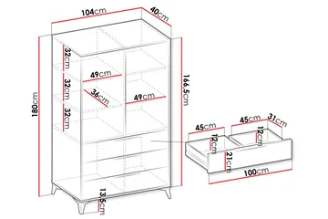 Vemdalen Garderobe 104 cm - Sand beige - Oppbevaring - Garderober & garderobesystem