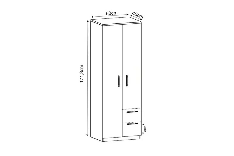 Vespera Garderobe 60x171,8 cm - Hvit - Oppbevaring - Garderober & garderobesystem
