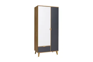 Vintra Garderobe 90 cm - Hvit/Grå/Tre - Oppbevaring - Garderober & garderobesystem