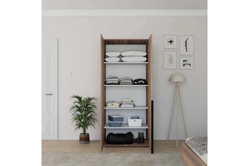 Vornic Garderobe 90x210 cm - Valnøtt - Oppbevaring - Garderober & garderobesystem