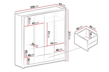 Wedena Garderobe 208 cm - Hvit - Oppbevaring - Garderober & garderobesystem