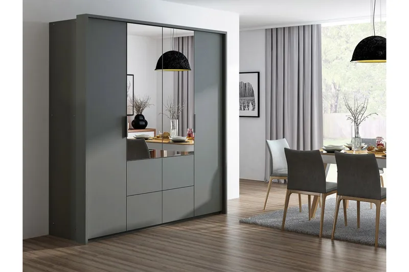 Wedena Garderobeskap 208 cm - Grå - Oppbevaring - Garderober & garderobesystem