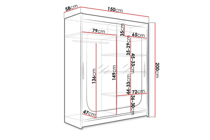 West Garderobe 150x58x200 cm - Oppbevaring - Garderober & garderobesystem