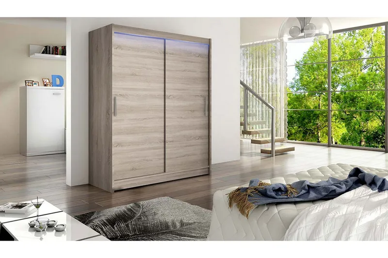 Westa Garderob 150x58x200 cm - Beige / Grå /  Hvit - Oppbevaring - Garderober & garderobesystem - Garderobeskap