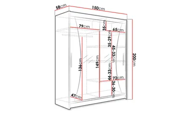 Westa Garderob 150x58x200 cm - Beige / Hvit - Oppbevaring - Garderober & garderobesystem