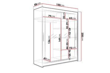 Westa Garderob 150x58x200 cm - Beige / Hvit - Oppbevaring - Garderober & garderobesystem