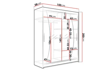 Westa Garderob 150x58x200 cm - Beige / Hvit - Oppbevaring - Garderober & garderobesystem