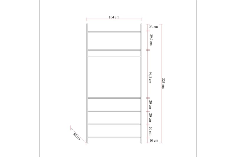 Witonia Garderobe 104x52 cm - Natur - Oppbevaring - Garderober & garderobesystem