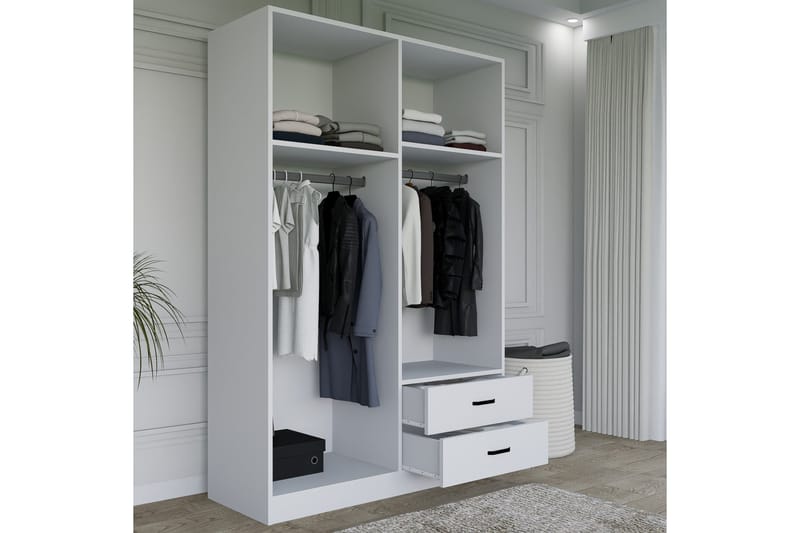 Yaman Garderobe 120x180 cm - Matt hvit - Oppbevaring - Garderober & garderobesystem