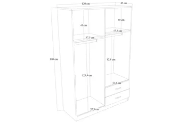 Yaman Garderobe 120x180 cm - Matt hvit - Oppbevaring - Garderober & garderobesystem