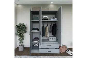 Yaman Garderobe 120x181 cm - Grå - Oppbevaring - Garderober & garderobesystem