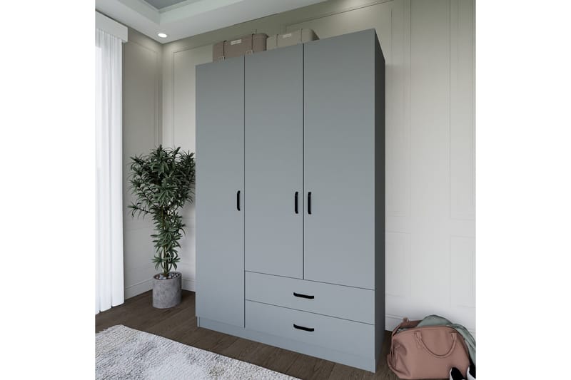 Yaman Garderobe 120x181 cm - Grå - Oppbevaring - Garderober & garderobesystem
