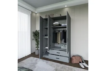 Yaman Garderobe 120x181 cm - Grå - Oppbevaring - Garderober & garderobesystem