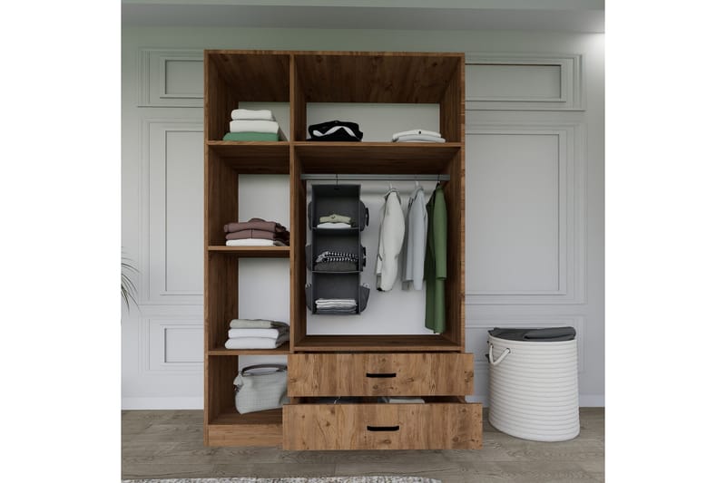 Yaman Garderobe 120x181 cm - Valnøtt - Oppbevaring - Garderober & garderobesystem