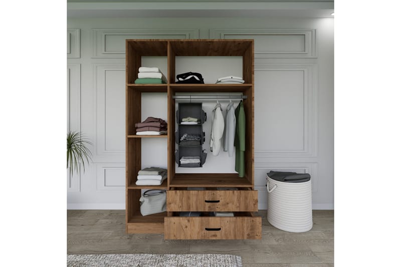 Yaman Garderobe 120x181 cm - Valnøtt - Oppbevaring - Garderober & garderobesystem