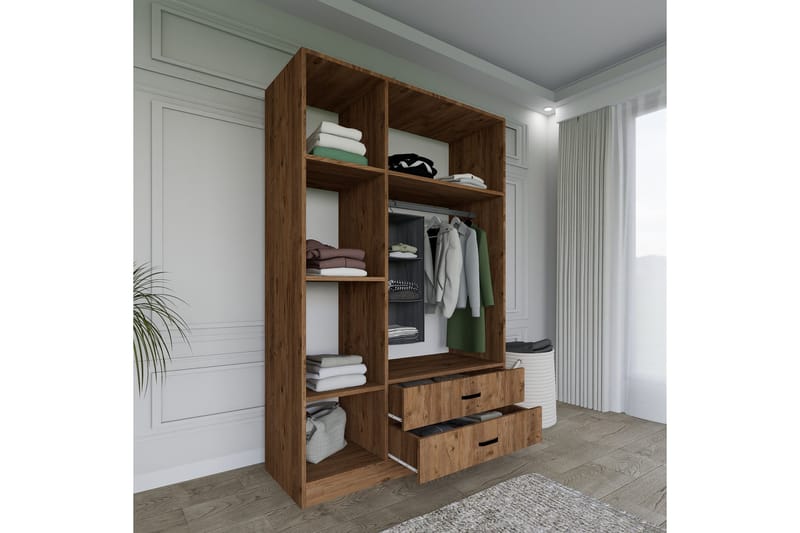 Yaman Garderobe 120x181 cm - Valnøtt - Oppbevaring - Garderober & garderobesystem