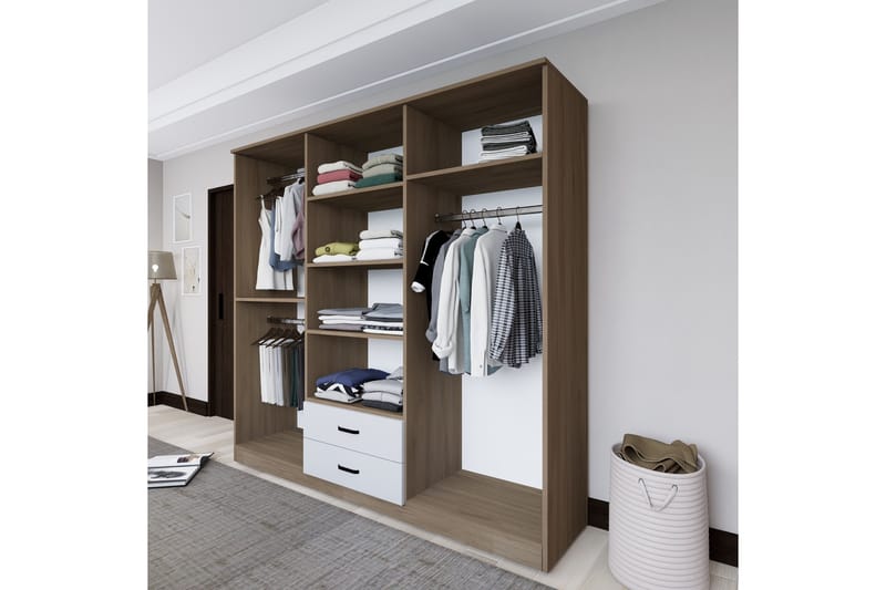 Yaman Garderobe 180x190 cm - Lys brun - Oppbevaring - Garderober & garderobesystem