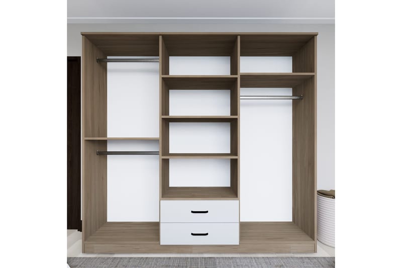 Yaman Garderobe 180x190 cm - Lys brun - Oppbevaring - Garderober & garderobesystem