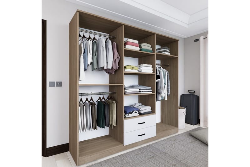 Yaman Garderobe 180x190 cm - Lys brun - Oppbevaring - Garderober & garderobesystem