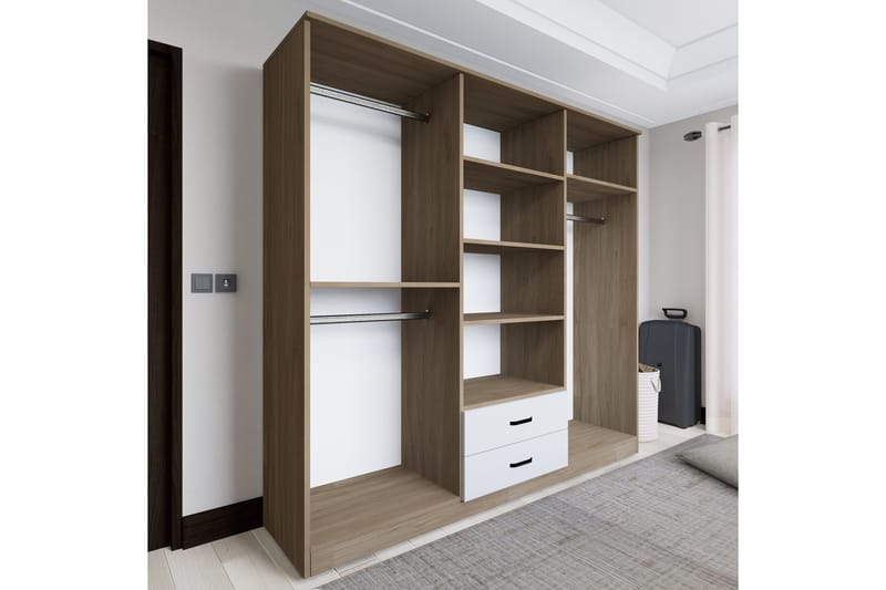 Yaman Garderobe 180x190 cm - Lys brun - Oppbevaring - Garderober & garderobesystem