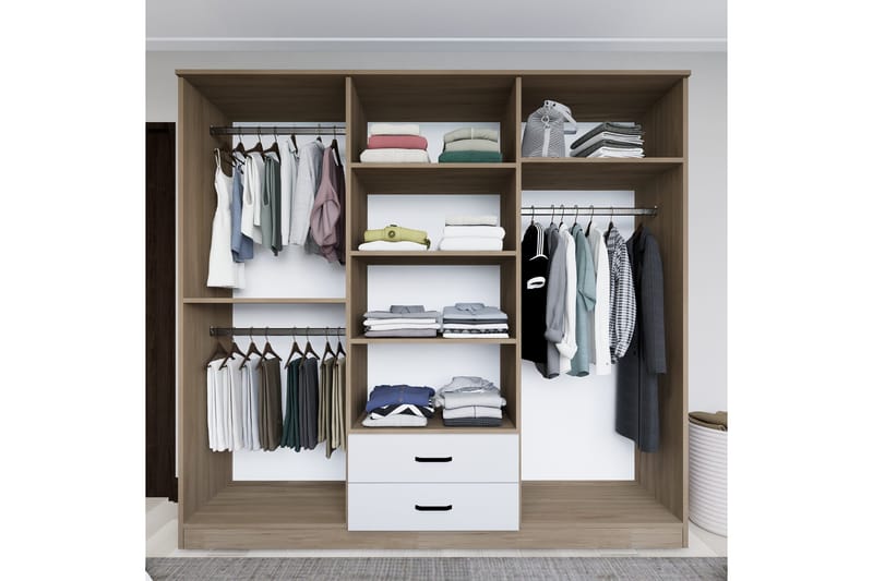 Yaman Garderobe 180x190 cm - Lys brun - Oppbevaring - Garderober & garderobesystem